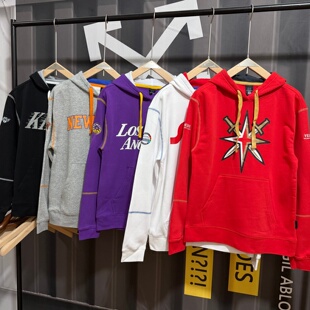 春秋款 休闲印花上衣 薄绒跑步篮球运动宽松连帽卫衣潮辑明线男美式