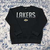 美式 潮宽松卫衣运动休闲打底衫 篮球湖人印花重磅长袖 t恤男春秋季