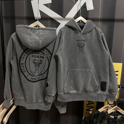 瑕疵超值 MLS足球联赛MIAMI俱乐部加绒加厚宽松连帽卫衣美式水洗
