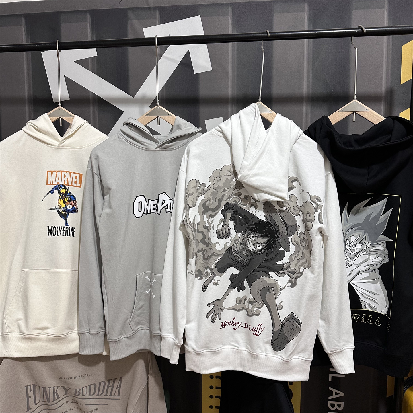 春秋款美式休闲宽松毛圈连帽卫衣海贼王路飞龙珠死侍金刚狼潮外套