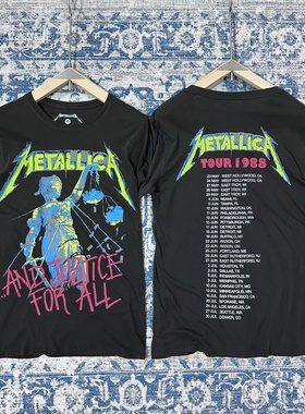 次品处理 美式复古NIRVANA乐队水洗棉t恤METALLICA宽松印花短袖潮