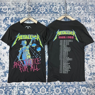 次品处理 美式复古NIRVANA乐队水洗棉t恤METALLICA宽松印花短袖潮