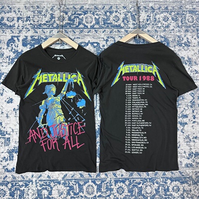 次品处理 美式复古NIRVANA乐队水洗棉t恤METALLICA宽松印花短袖潮