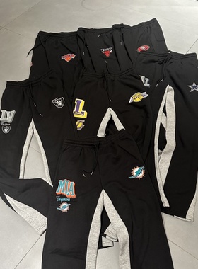 美职橄榄球49人突袭者刺绣标直筒运动长裤篮球美式休闲秋冬加绒裤