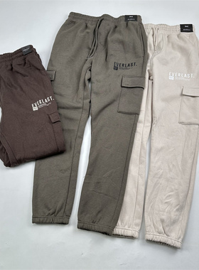 美单everlast裤子男秋冬加绒宽松束脚卫裤多口袋工装裤运动裤长裤