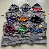 美式 华夫格长袖 运动休闲纽扣领连帽卫衣宽松 NCAA春秋款 微瑕处理