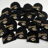 米切尔洛杉矶湖人LAKERS毛线帽子男女户外运动保暖针织帽护耳冷帽