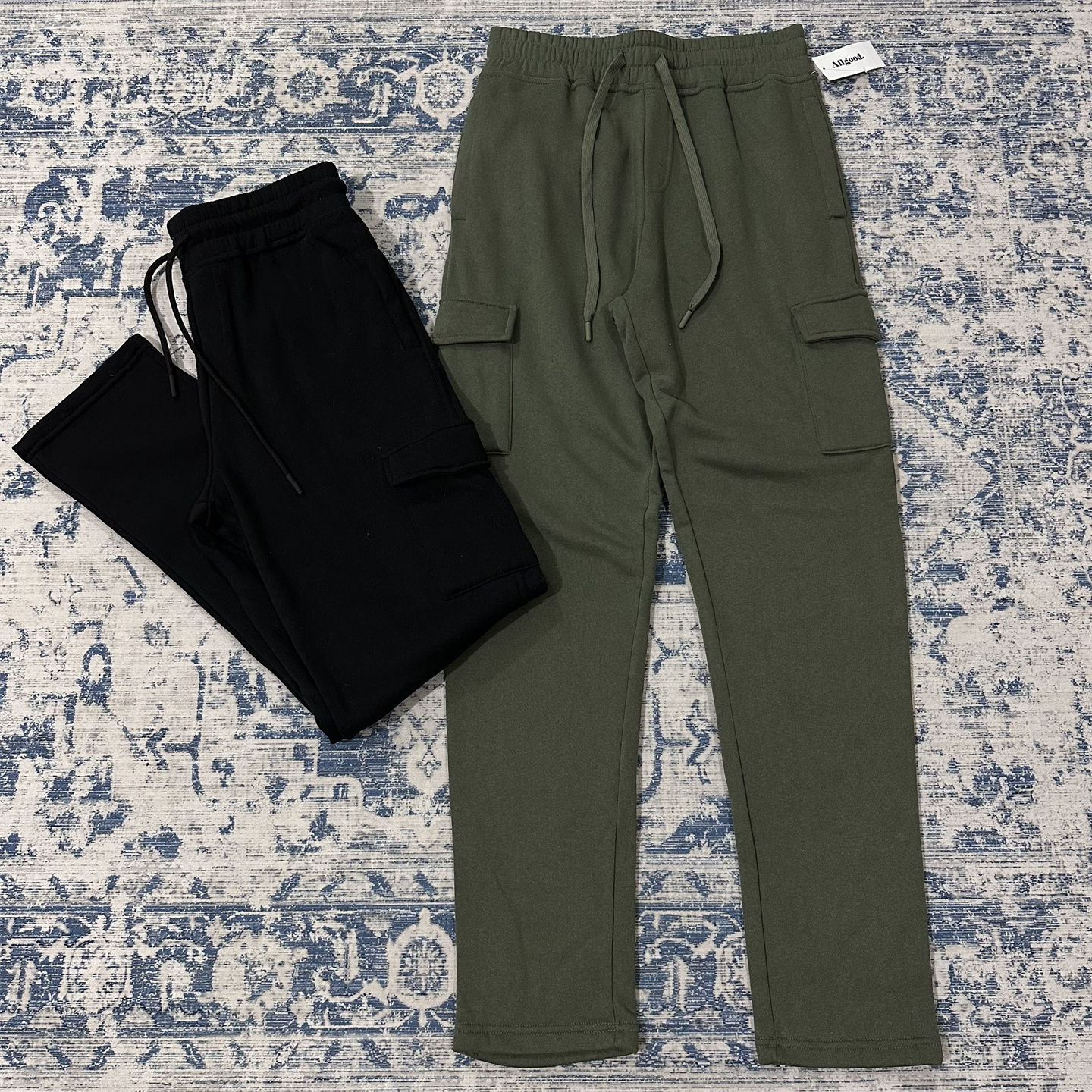 大码裤子男秋冬直筒休闲长裤美式宽松运动裤男加绒多口袋工装卫裤