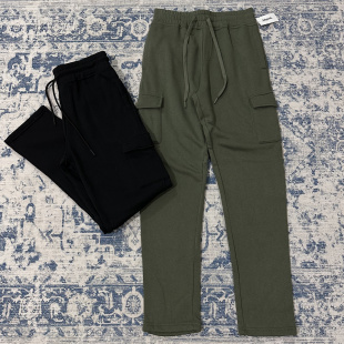 美式 子男秋冬直筒休闲长裤 宽松运动裤 男加绒多口袋工装 大码 卫裤 裤