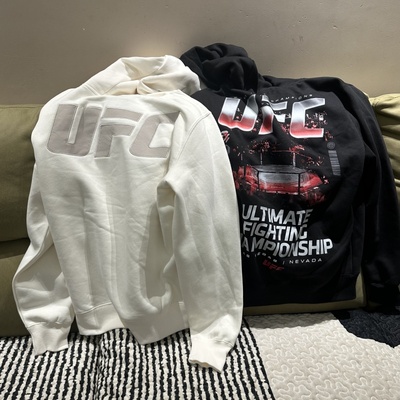 次品处理 美式休闲运动上衣UFC刺绣秋冬加绒加厚连帽卫衣男套头衫