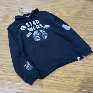 次品处理曼达洛人格罗古秋冬款加绒连帽卫衣宽松美式休闲套头上衣