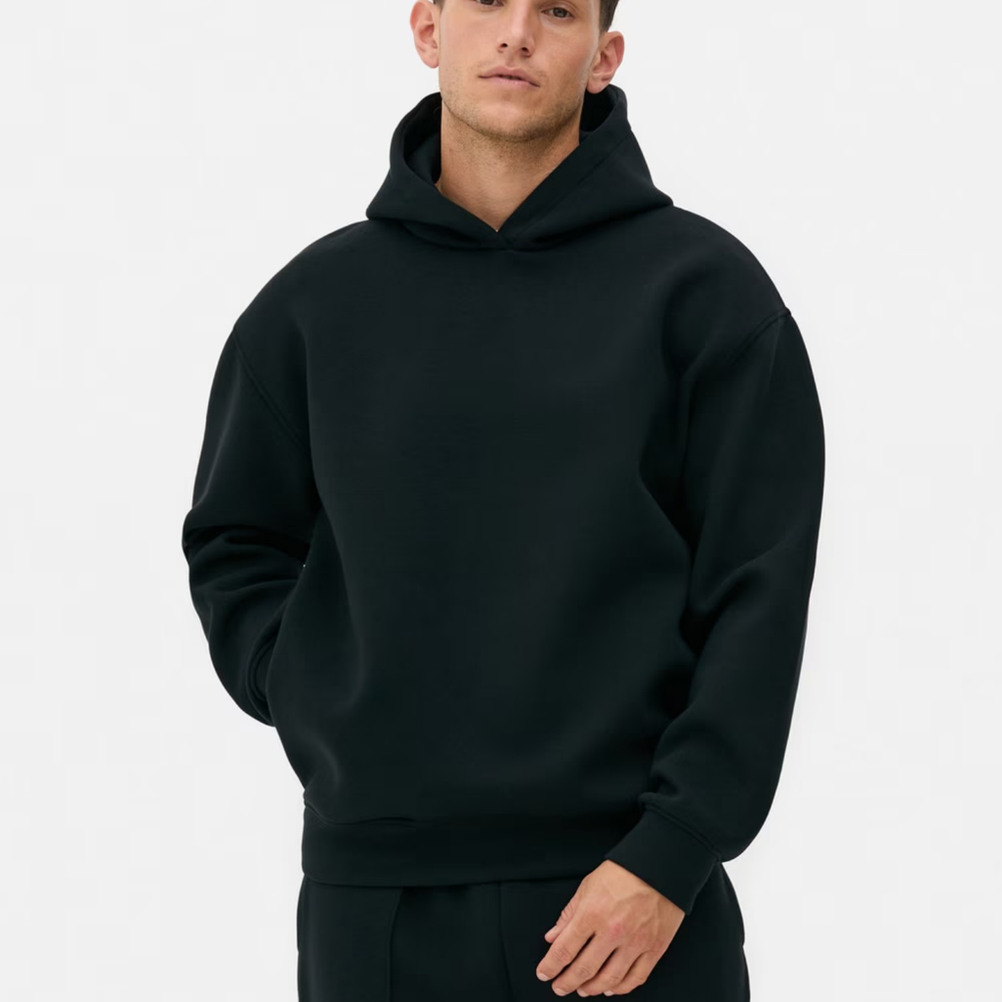 外单快时尚潮流套头连帽休闲卫衣秋冬款空气层宽松运动上衣长袖男