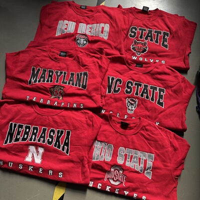 NCAA加绒圆领卫衣女春秋季刺绣红色长袖男宽松潮牌上衣oldschool