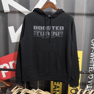 次品处理 秋冬款薄绒连帽卫衣字母印花潮流宽松美式休闲上衣大码