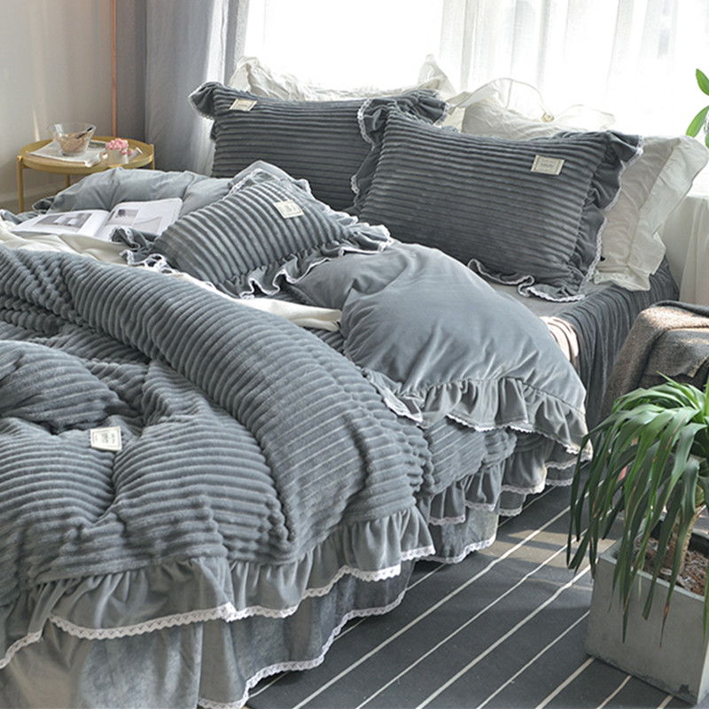 韩式冬季加厚兔兔绒保暖四件套