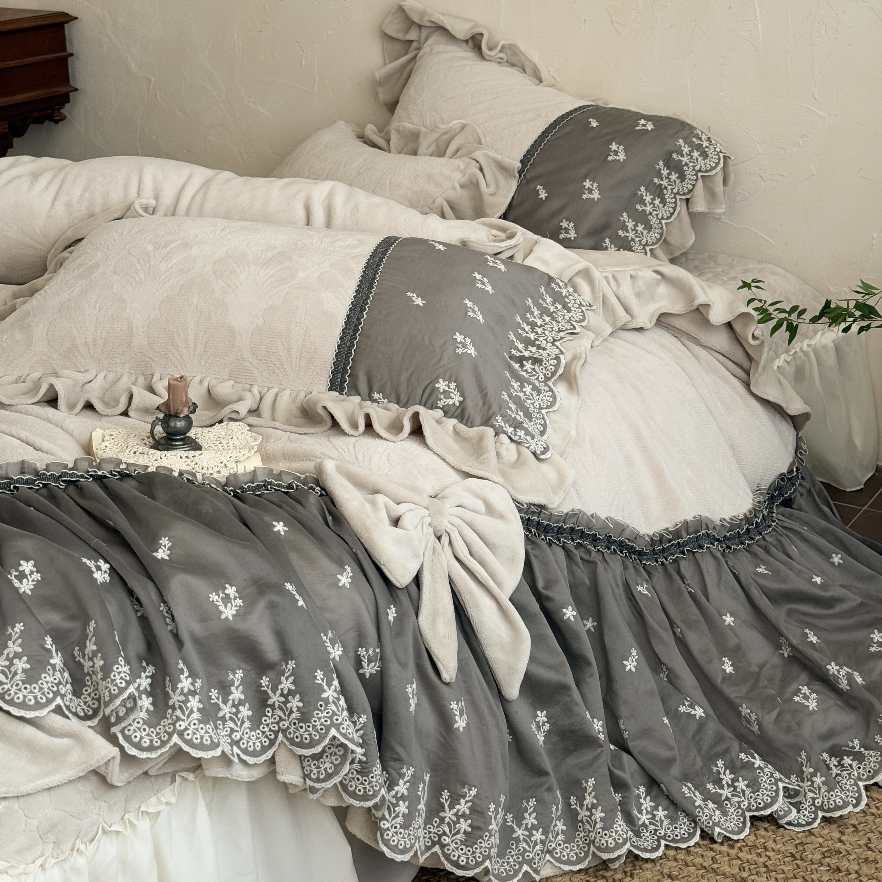 法式牛奶绒双面加厚床盖四件套