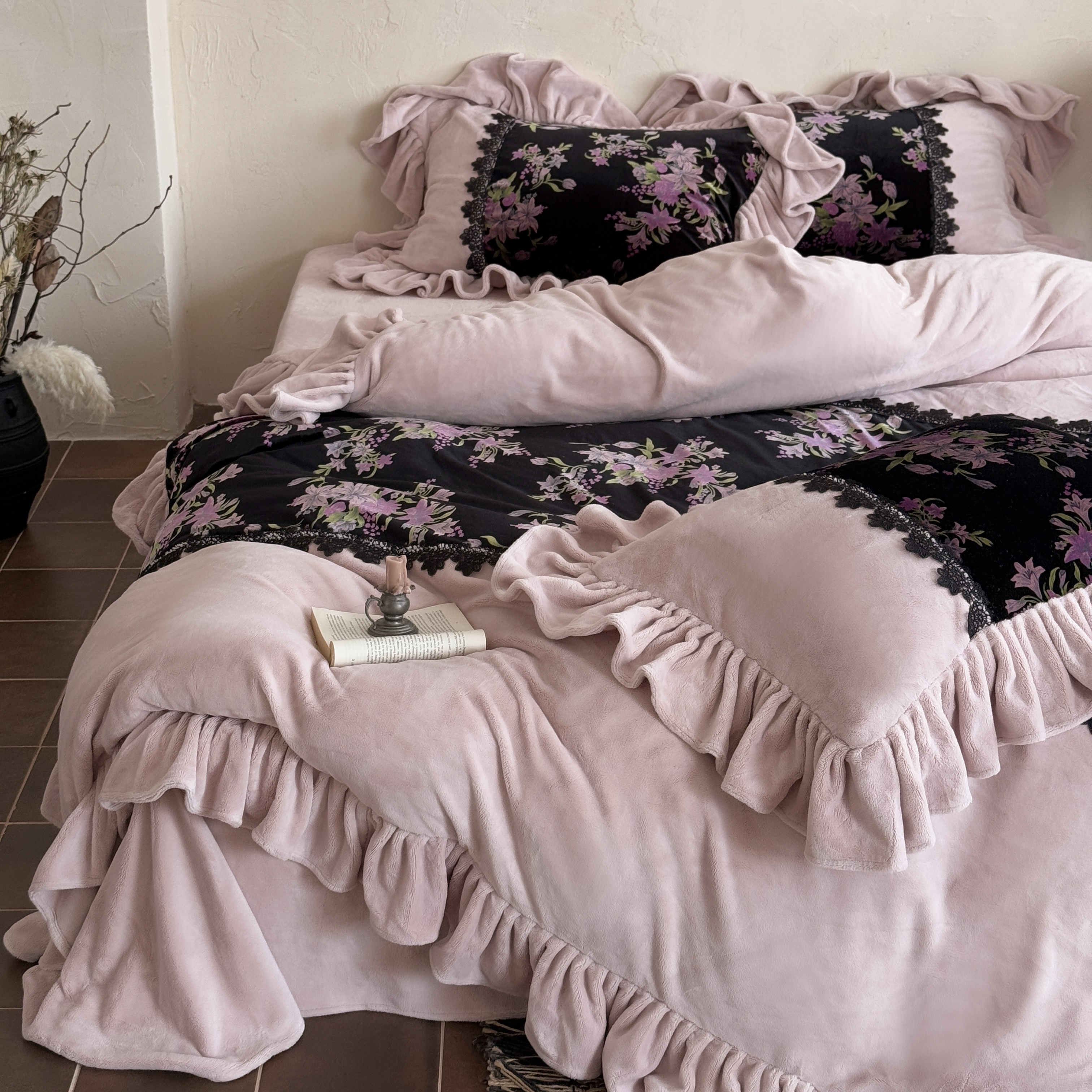 法式复古公主风加厚牛奶绒四件套