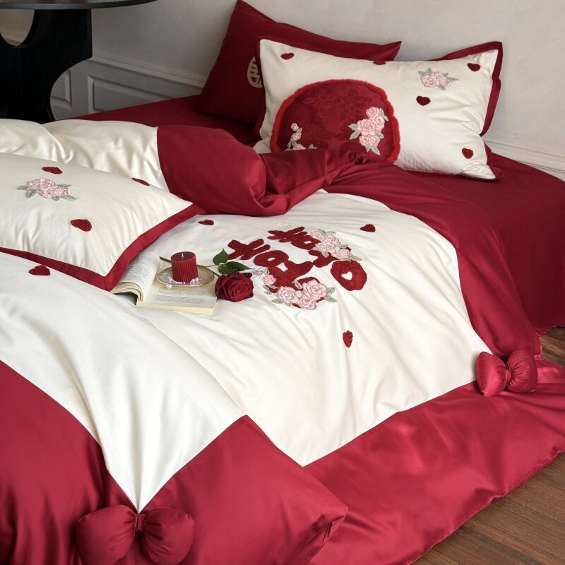 100支长绒棉婚房床上用品