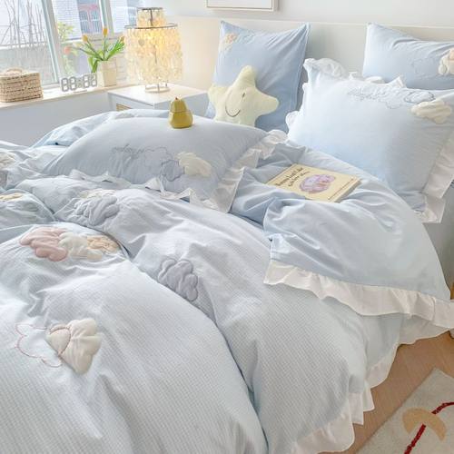 可爱款纯棉水洗棉四件套公主风