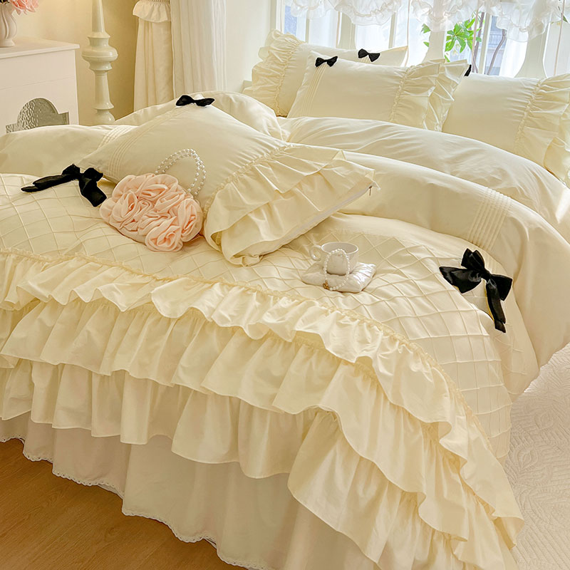 高级感公主风全棉床裙款四件套