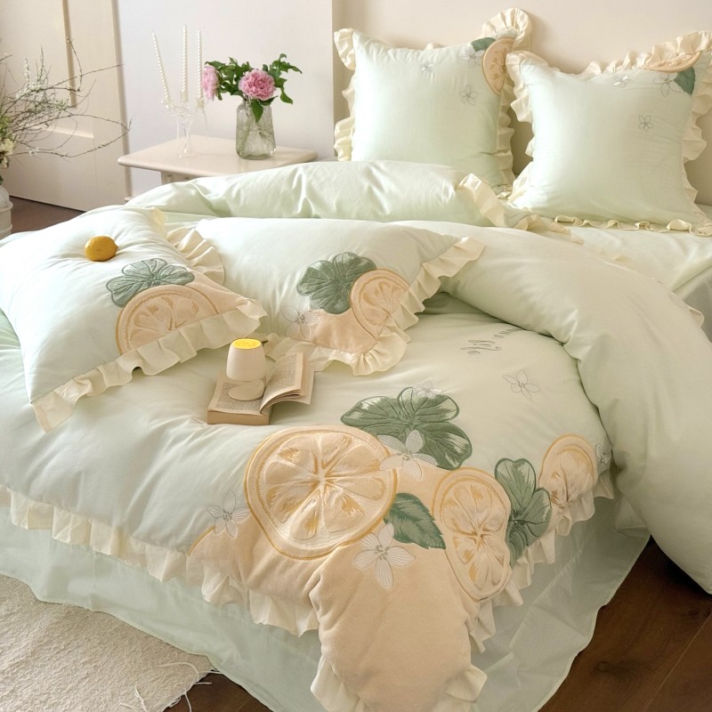 可爱卡通柠檬全棉纯棉床单四件套