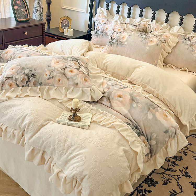 珊瑚绒印花保暖被套仙女床单床笠