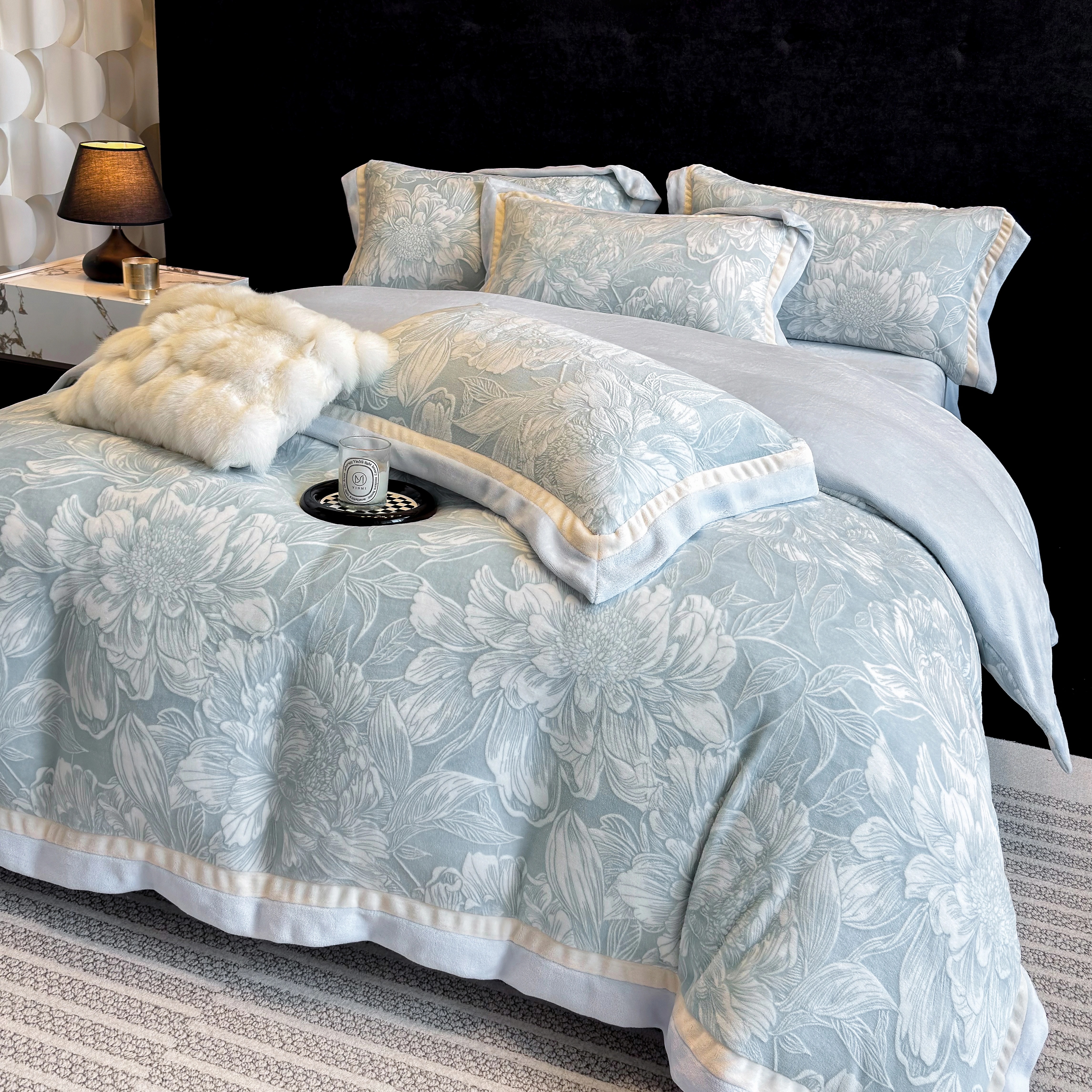 法式加厚保暖雕花牛奶绒四件套