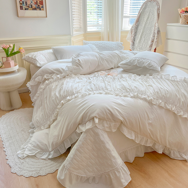 法式床上四件套全棉色织水洗棉