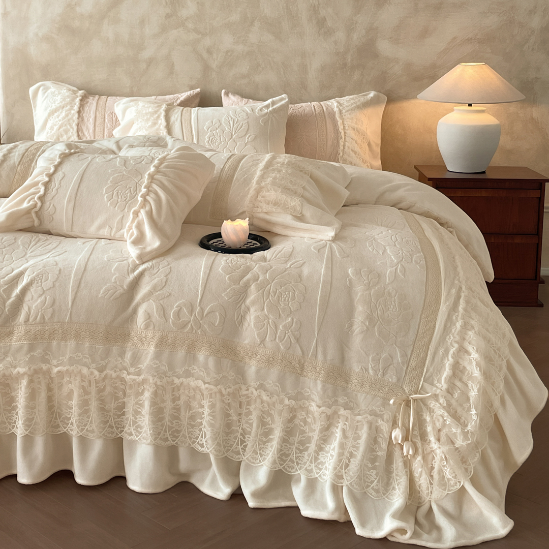 法式浪漫花边冬季加厚保暖四件套