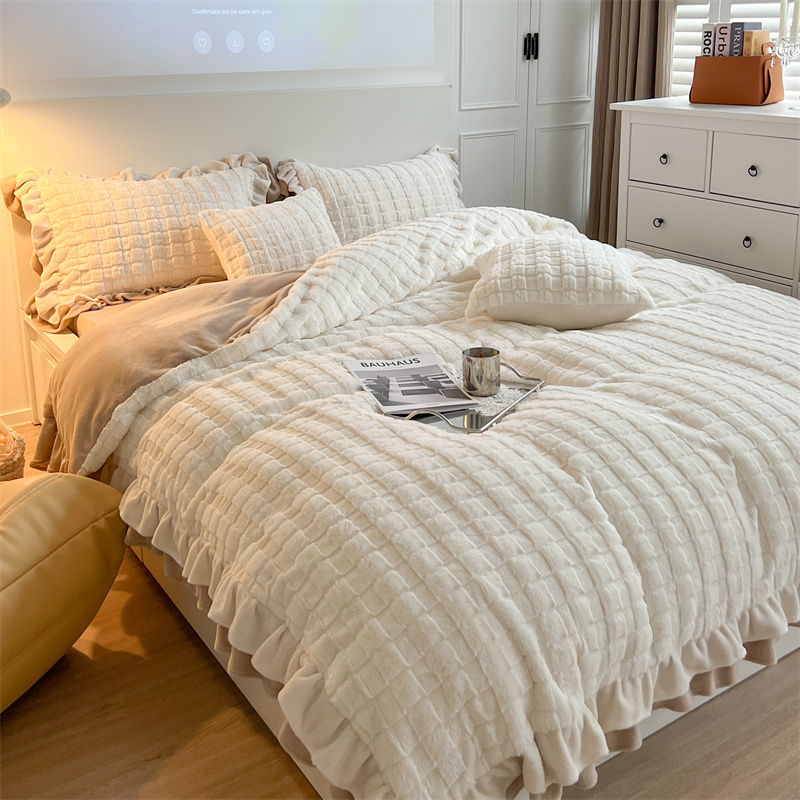 少女心兔兔绒牛奶绒四件套秋冬季