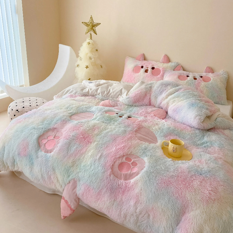 水貂绒四件套卡通可爱宝宝绒床单