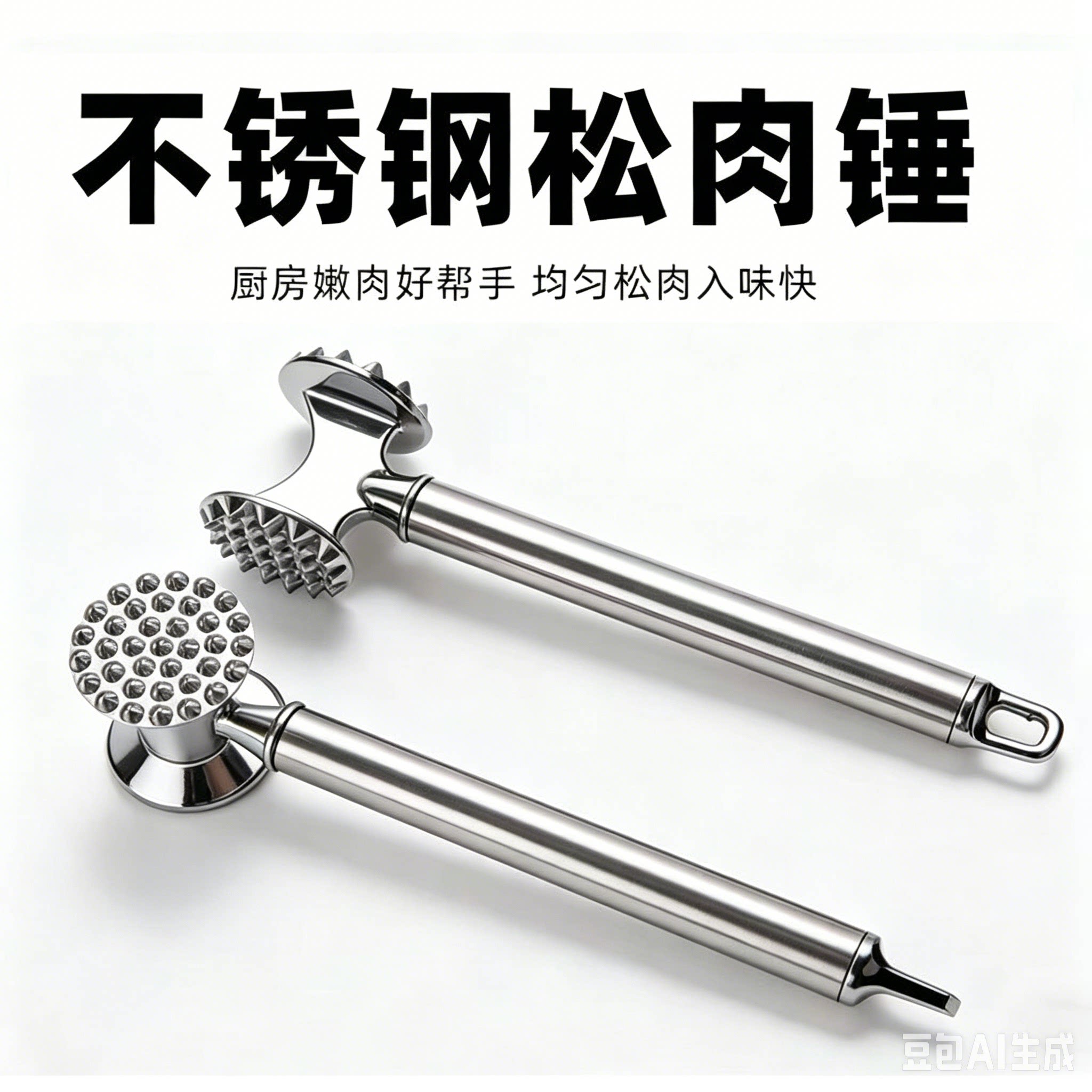 不锈钢松肉锤家用敲肉锤嫩肉锤牛排锤敲打牛肉丸锤