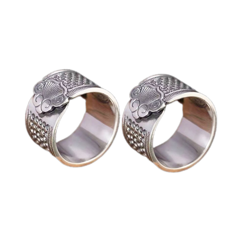 防滑戒指顶针复古风格DIY仿银加厚压针器缝纫工具指套实用手作