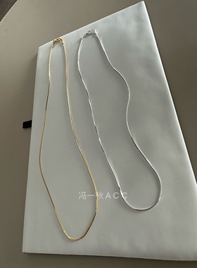 极细1毫米蛇骨链镀18K锁骨项链