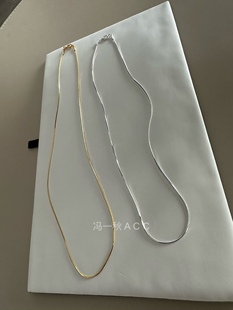 极细1毫米蛇骨链八切面闪闪18k金细锁骨链女叠戴项链裸链镀金素链
