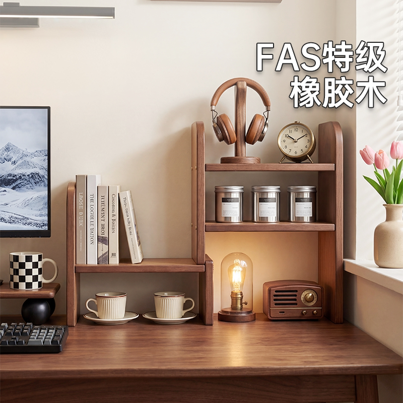 【纯实木】0贴皮桌面收纳置物架图片