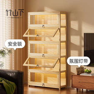 实木货架带灯带锁展示柜产品奖杯礼品陈列柜手办模型潮玩柜收纳柜