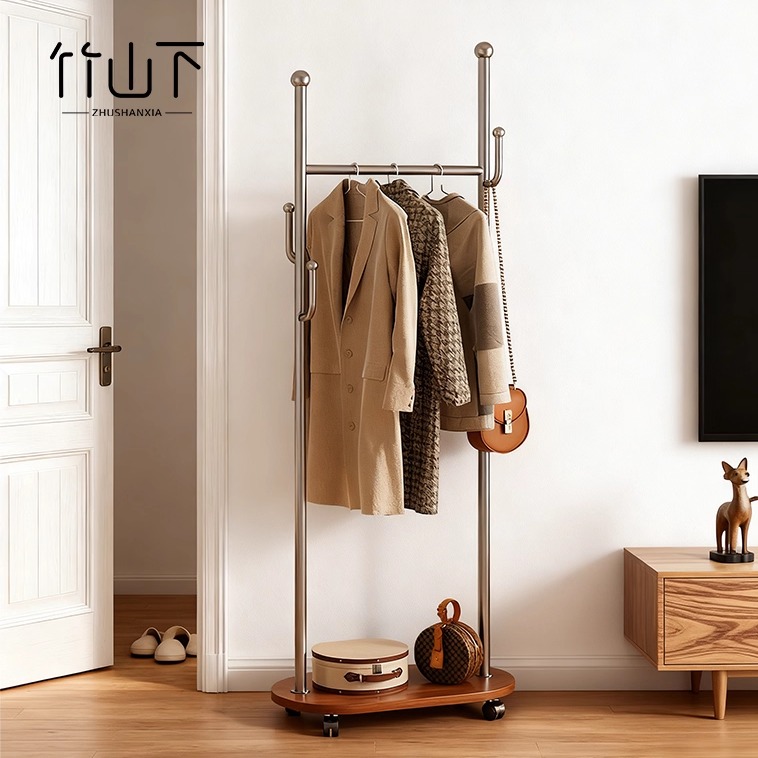 移动衣帽架落地式不占空间家用卧室多功能带收纳挂衣架金属仙人掌