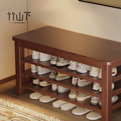 实木鞋架多层家用门口换鞋凳家用鞋柜一体可坐穿鞋凳小窄置物架