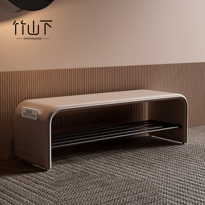 入户门换鞋凳门口家用轻奢高级感进门可坐玄关实木坐凳一体长条凳