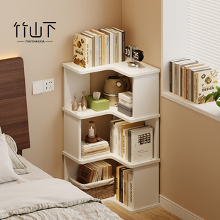 实木转角书架落地角落小书柜床头置物架飘窗展示柜收纳墙边小窄柜