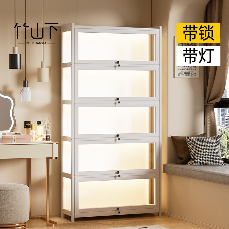 包包展示柜家用小户型带锁带灯收纳神器现代简约轻奢翻门储物柜子