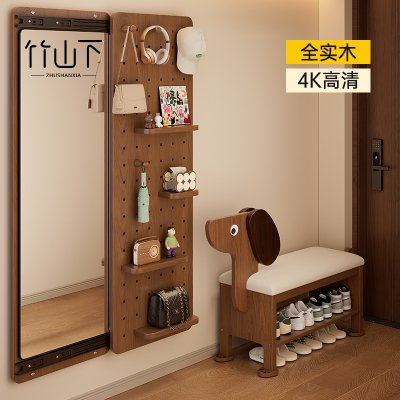 竹山下洞洞板穿衣镜置物架耐用