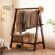 实木落地挂衣架立式 家用卧室床边衣帽架室内简易折叠晾衣架置物架