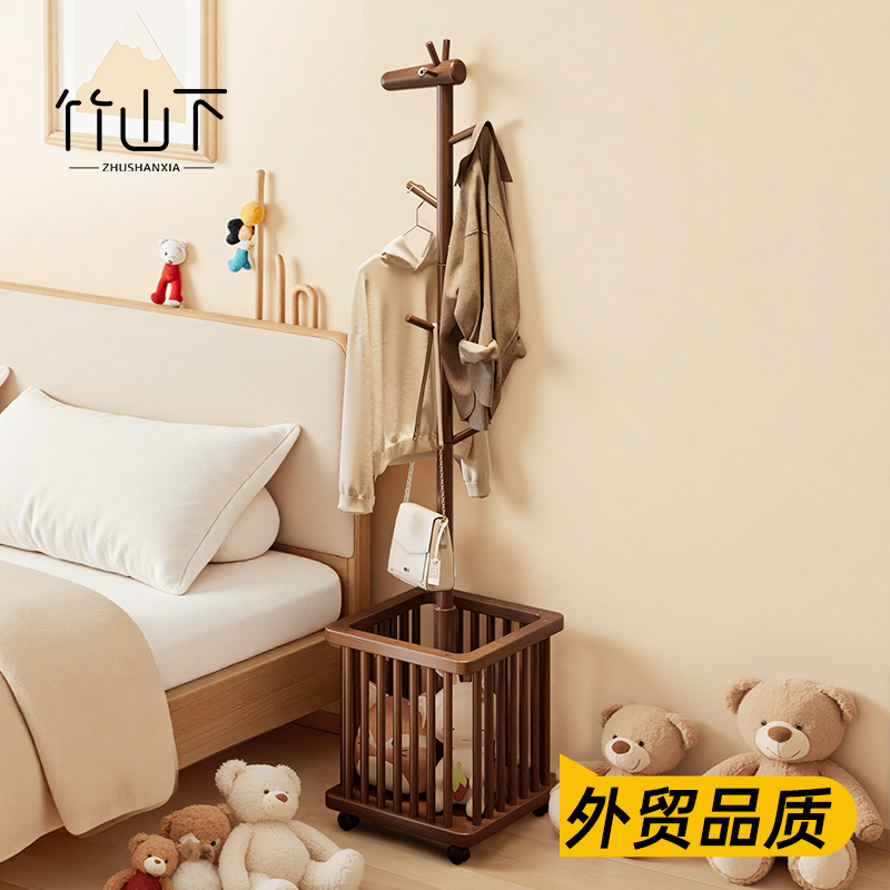 【实木】【带轮移动】家用衣帽架