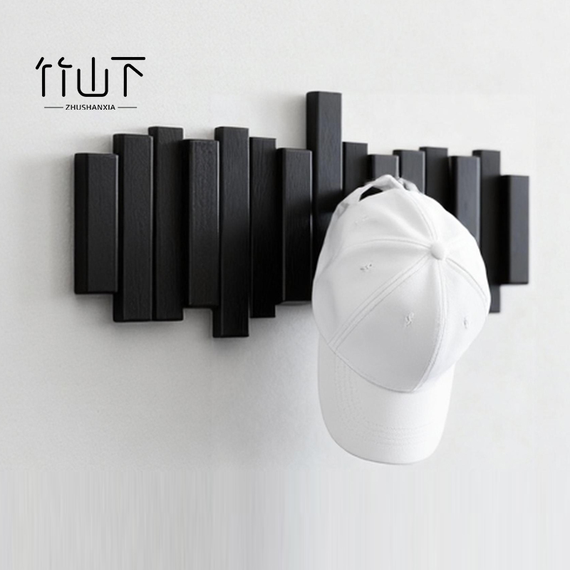 实木钢琴键挂衣架墙上壁挂入户门置物架玄关挂衣钩进门包架衣帽架