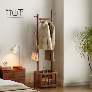 实木挂衣架卧室落地不占空间可移动衣帽架家用客厅次净衣架置物架