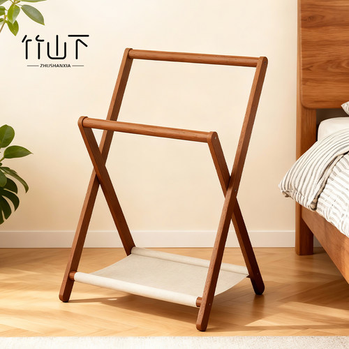 床头衣帽架落地小实木卧室挂衣架