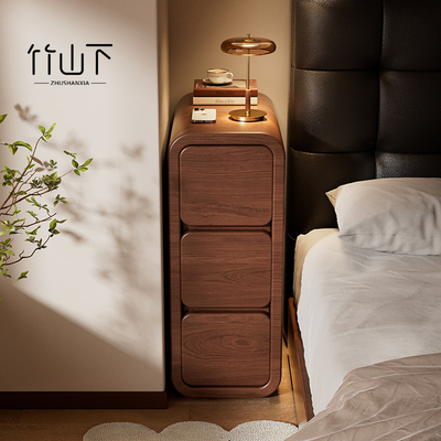 极窄床头柜小型实木中古风家用卧室简易床侧边迷你超窄夹缝收纳柜