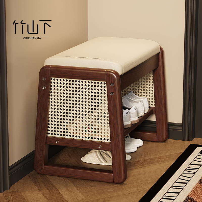 【一凳三用】实木储物换鞋